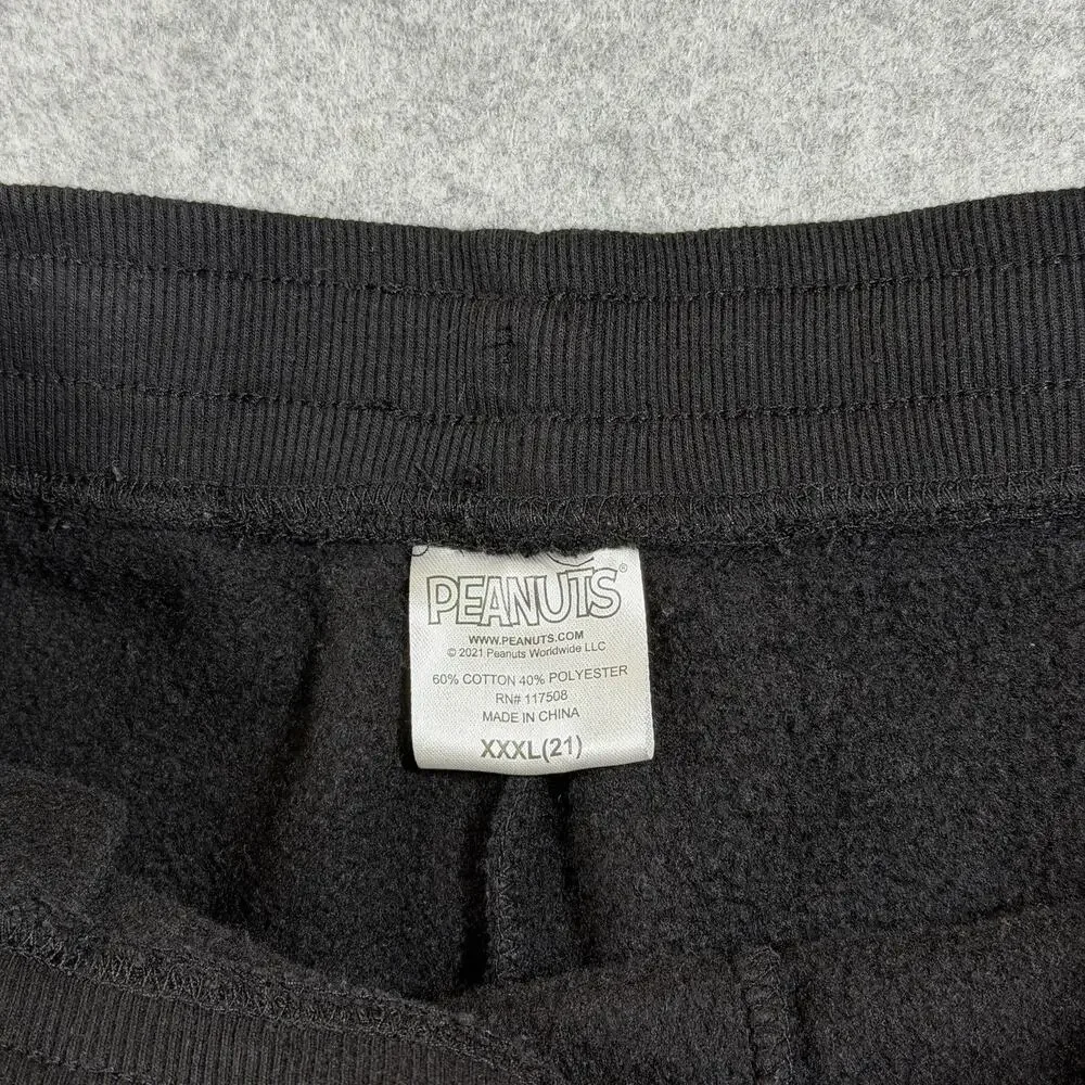 Peanuts Joggers Mens XXXL Black Halloween Graphic Sweatpants Cotton Blend